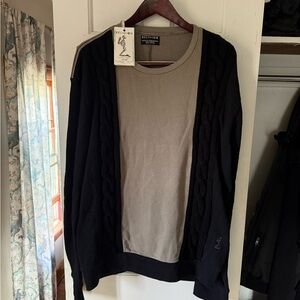 RELIGION Black and Tan Men's Crewneck Sweater